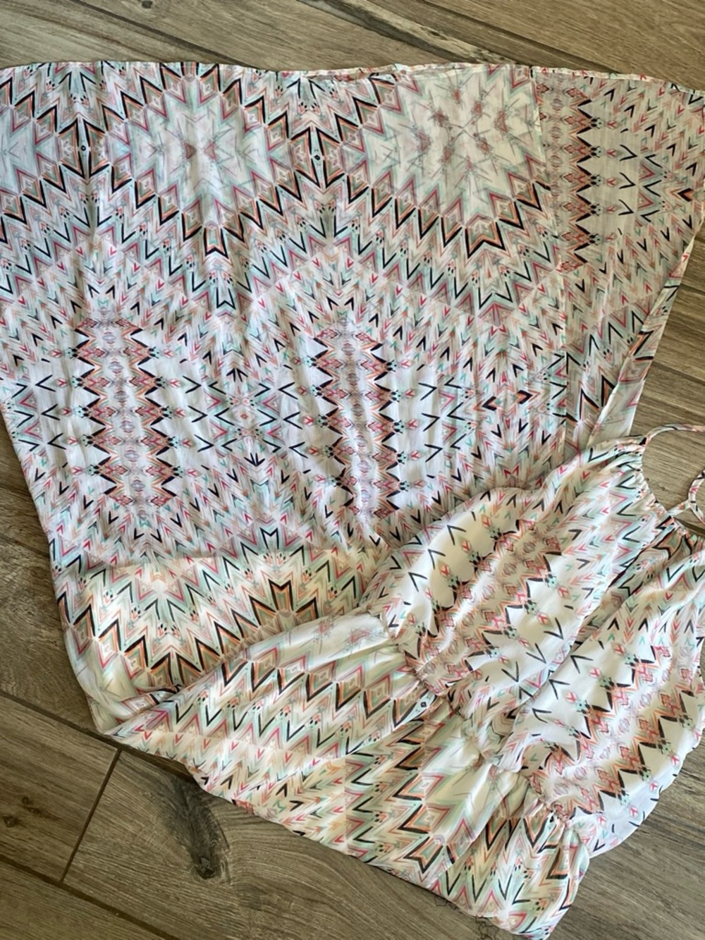 Maurices Pink and White Geometric Maxi Dress